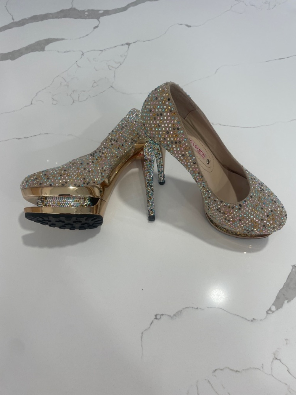 Gianmarco Lorenzi Women's Glitter heels Multicolor stones sparkly - Picture 6 of 16